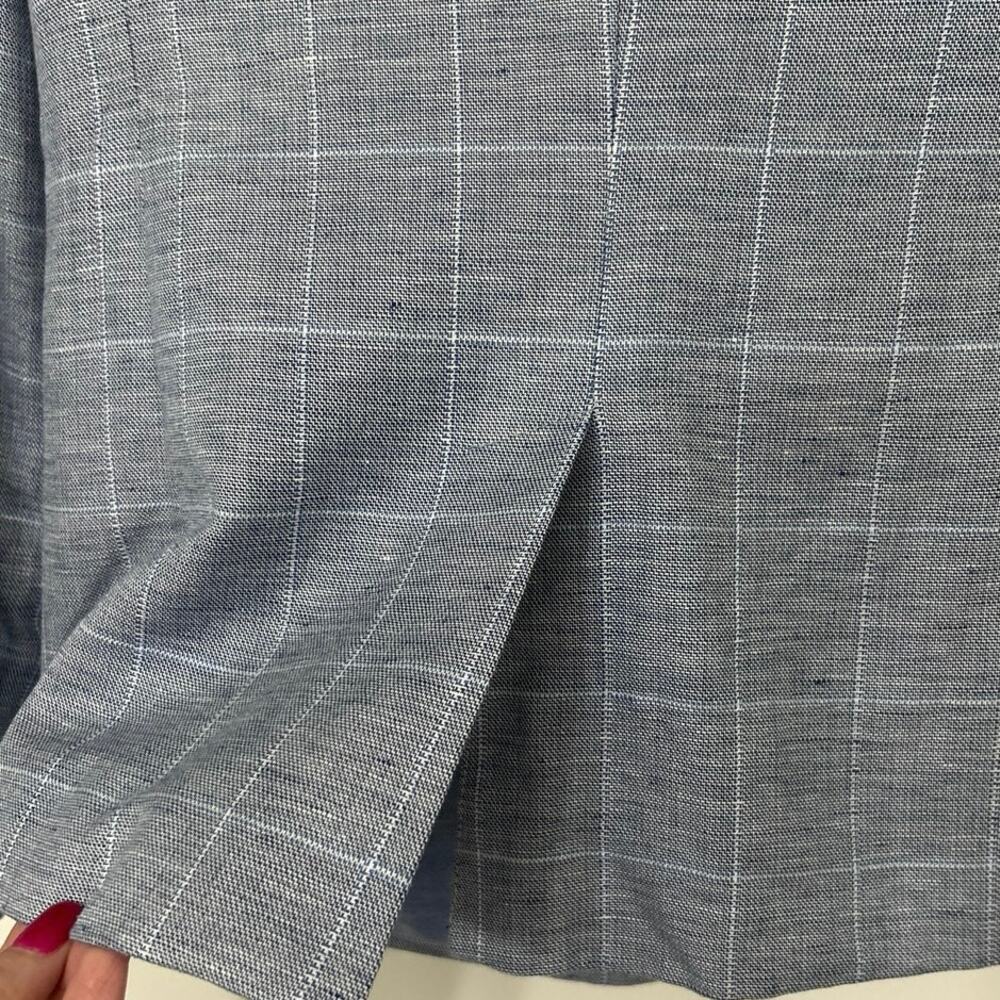 Banana Republic Blue Linen Blend Plaid Blazer Jacket 6 Old Money Preppy Classic - Picture 11 of 14